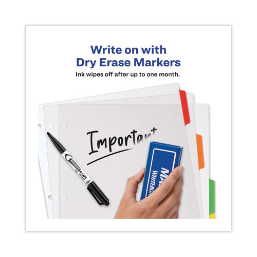 Image of Avery® Clear Easy View Plastic Dividers With Multicolored Tabs And Sheet Protector, 5-Tab, 11 X 8.5, Clear, 1 Set