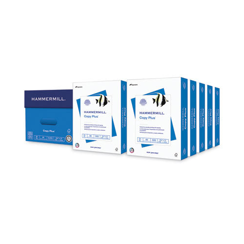 Image of Hammermill® Copy Plus Print Paper, 92 Bright, 20 lb Bond Weight, 8.5 x 11, White, 500 Sheets/Ream, 10 Reams/Carton