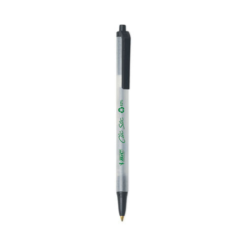 Image of BIC® ReVolution Clic Stic Ballpoint Pen, Retractable, Medium 1 mm, Black Ink, Translucent Frost/Black Barrel, 48/Pack