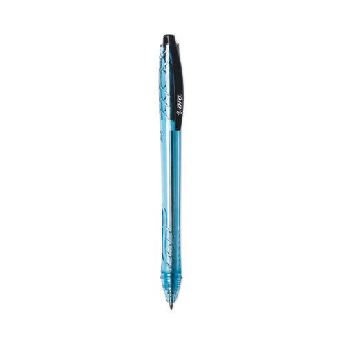 Image of BIC® ReVolution Ocean Bound Ballpoint Pen, Retractable, Medium 1 mm, Black Ink, Translucent Blue Barrel, Dozen