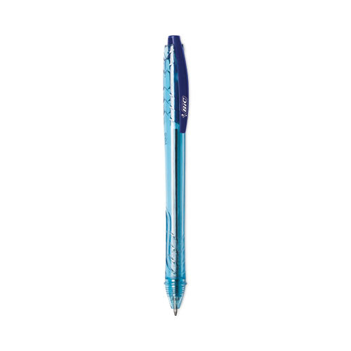 Image of BIC® ReVolution Ocean Bound Ballpoint Pen, Retractable, Medium 1 mm, Blue Ink, Translucent Blue Barrel, Dozen