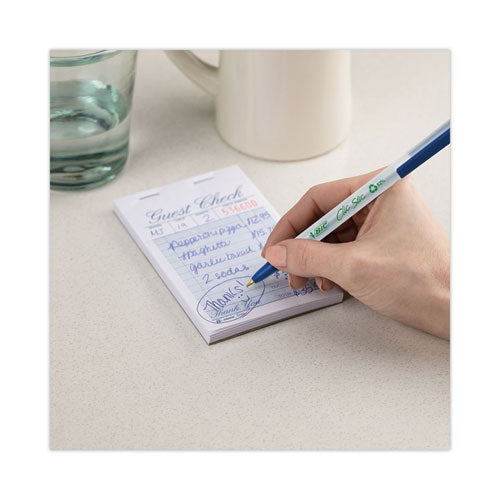 Image of BIC® ReVolution Clic Stic Ballpoint Pen, Retractable, Medium 1 mm, Blue Ink, Translucent Frost/Blue Barrel, 48/Pack