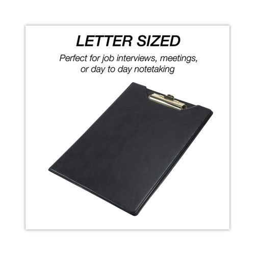 Image of Samsill® Value Padfolio, Heavyweight Sealed Vinyl, Brass Clip, Inside Front Pocket, Black