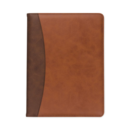 Image of Samsill® Two-Tone Padfolio with Spine Accent, 10.6w x 14.25h, Polyurethane, Tan/Brown