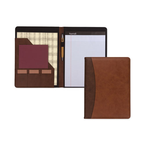 Image of Samsill® Two-Tone Padfolio with Spine Accent, 10.6w x 14.25h, Polyurethane, Tan/Brown
