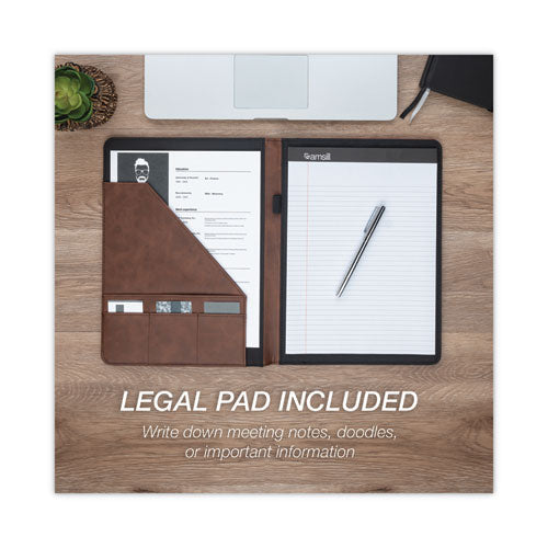 Image of Samsill® Two-Tone Padfolio with Spine Accent, 10.6w x 14.25h, Polyurethane, Tan/Brown