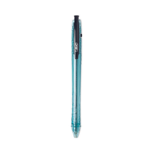 Image of BIC® ReVolution Ocean Bound Ballpoint Pen, Retractable, Medium 1 mm, Black Ink, Translucent Blue Barrel, Dozen