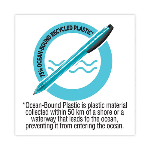 Image of BIC® ReVolution Ocean Bound Ballpoint Pen, Retractable, Medium 1 mm, Black Ink, Translucent Blue Barrel, Dozen