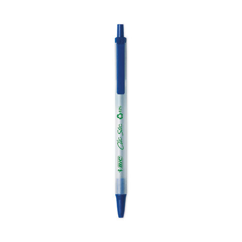 Image of BIC® ReVolution Clic Stic Ballpoint Pen, Retractable, Medium 1 mm, Blue Ink, Translucent Frost/Blue Barrel, 48/Pack