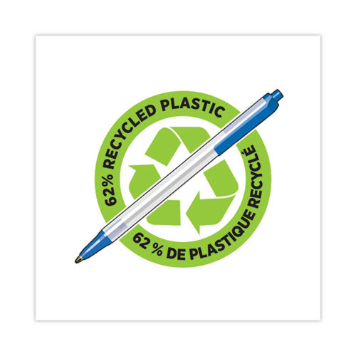 Image of BIC® ReVolution Clic Stic Ballpoint Pen, Retractable, Medium 1 mm, Blue Ink, Translucent Frost/Blue Barrel, 48/Pack