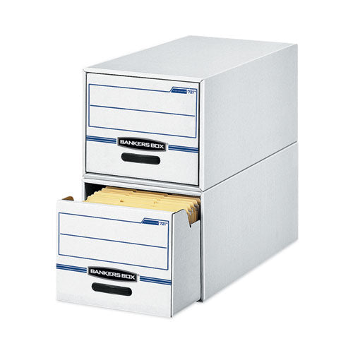 Image of Bankers Box® Stor/drawer Basic Space-Savings Storage Drawers, Legal Files, 16.75" X 19.5" X 11.5", White/blue, 6/carton