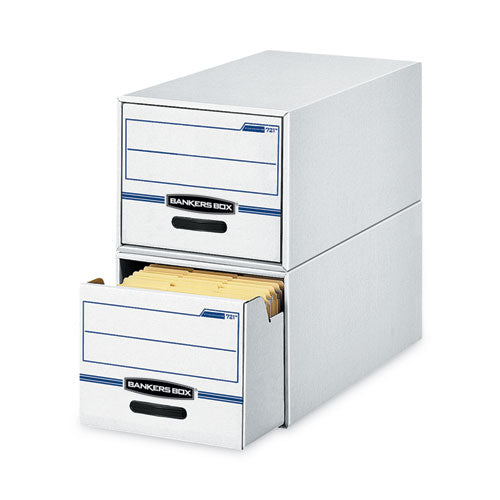 Image of Bankers Box® Stor/drawer Basic Space-Savings Storage Drawers, Letter Files, 14" X 25.5" X 11.5", White/blue, 6/carton