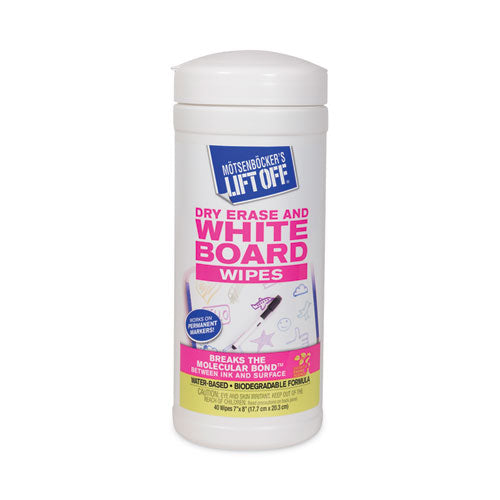Image of Motsenbocker's Lift-Off® Dry Erase Cleaner Wipes, 7 X 12, 40/canister
