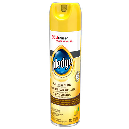 Image of Pledge® Furniture Polish, Lemon, 14.2 Oz Aerosol Spray