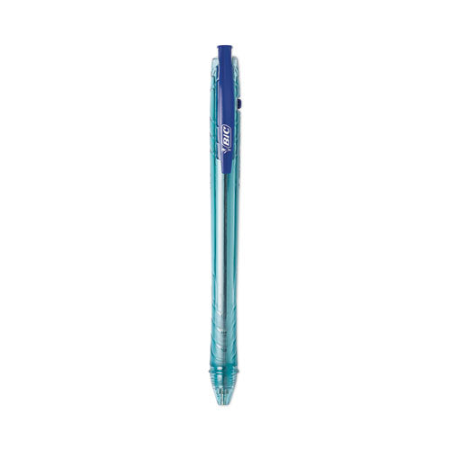 Image of BIC® ReVolution Ocean Bound Ballpoint Pen, Retractable, Medium 1 mm, Blue Ink, Translucent Blue Barrel, Dozen