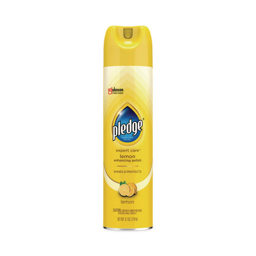 Image of Pledge® Furniture Polish, Lemon, 9.7 Oz Aerosol Spray