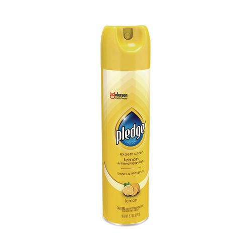 Image of Pledge® Furniture Polish, Lemon, 9.7 Oz Aerosol Spray, 6/carton