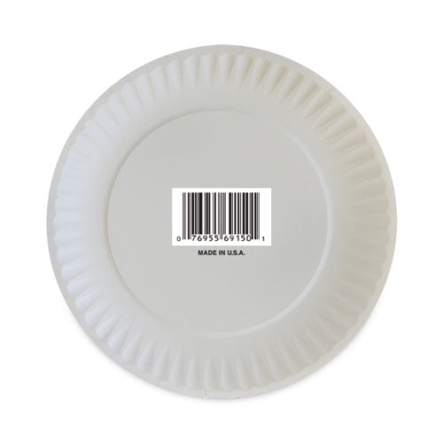 Image of AJM Packaging Corporation Coated Paper Plates, 6" Dia, White, 100/pack, 12 Packs/carton