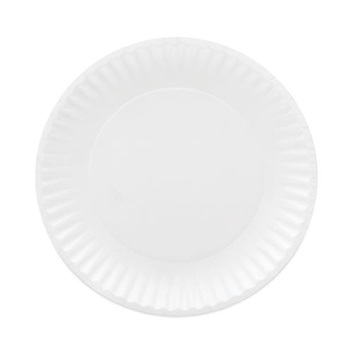 Image of AJM Packaging Corporation Coated Paper Plates, 6" Dia, White, 100/pack, 12 Packs/carton