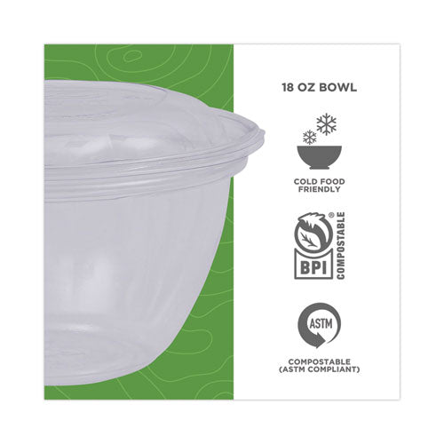 Image of Eco-Products® Renewable and Compostable Containers, 18 oz, 5.5" Diameter x 2.3" h, Clear, Plastic, 150/Carton