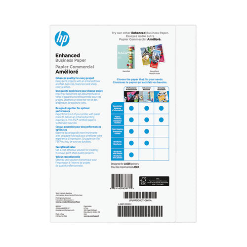 Image of HP Color Laser Glossy Brochure Paper, 97 Bright, 40 lb Bond Weight, 8.5 x 11, White, 150/Pack