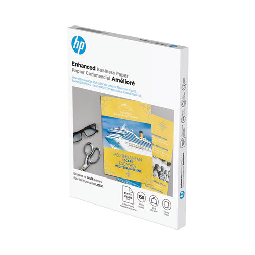 Image of HP Color Laser Glossy Brochure Paper, 97 Bright, 40 lb Bond Weight, 8.5 x 11, White, 150/Pack