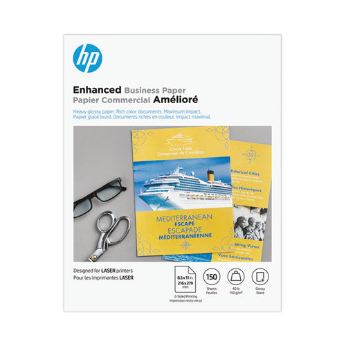 Image of HP Color Laser Glossy Brochure Paper, 97 Bright, 40 lb Bond Weight, 8.5 x 11, White, 150/Pack