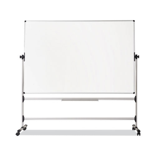 Image of MasterVision® Earth Silver Easy Clean Mobile Revolver Dry Erase Boards, 48" x 70", White Surface, Natural Steel Frame