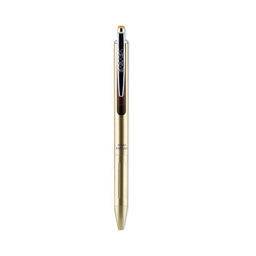 Image of Zebra® Sarasa Grand Gel Pen, Retractable, Fine 0.7 mm, Black Ink, Gold/Translucent Black Barrel