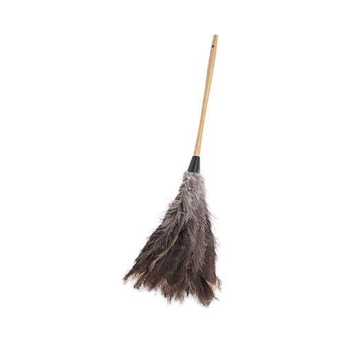 Image of Boardwalk® Professional Ostrich Feather Duster, 16" Wood Handle, 12" Gray Bristle