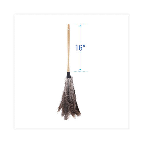 Image of Boardwalk® Professional Ostrich Feather Duster, 16" Wood Handle, 12" Gray Bristle