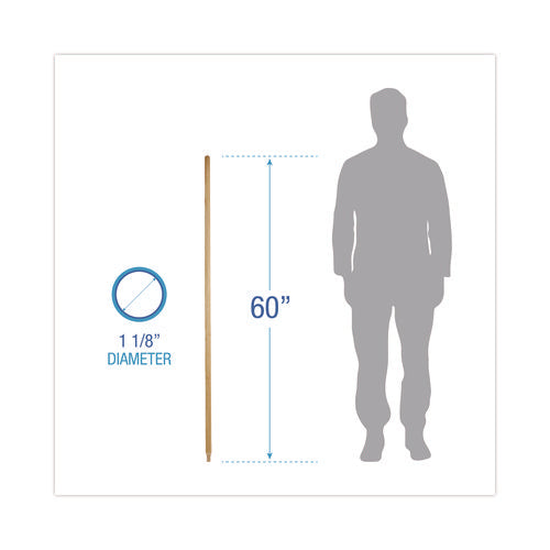 Image of Boardwalk® Heavy-Duty Threaded End Lacquered Hardwood Broom Handle, 1.13" dia x 60", Natural