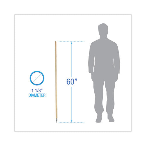 Image of Boardwalk® Metal Tip Threaded Hardwood Broom Handle, 1.13" dia x 60", Natural