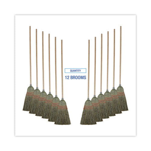 Image of Boardwalk® Mixed Fiber Maid Broom, Mixed Fiber Bristles, 55" Overall Length, Natural, 12/carton