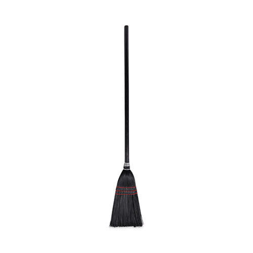 Image of Boardwalk® Flag Tipped Poly Lobby Brooms, Flag Tipped Poly Bristles, 38" Overall Length, Natural/black, 12/carton