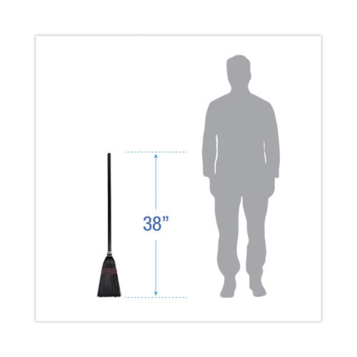 Image of Boardwalk® Flag Tipped Poly Lobby Brooms, Flag Tipped Poly Bristles, 38" Overall Length, Natural/black, 12/carton