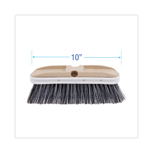 Image of Boardwalk® Polystyrene Vehicle Brush with Vinyl Bumper, Black/White Polystyrene Bristles, 10" Brush