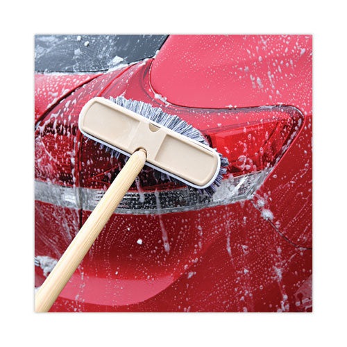 Image of Boardwalk® Polystyrene Vehicle Brush with Vinyl Bumper, Black/White Polystyrene Bristles, 10" Brush