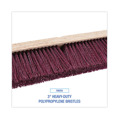 Image of Boardwalk® Floor Brush Head, 3" Maroon Heavy-Duty Polypropylene Bristles, 18" Brush