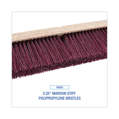 Image of Boardwalk® Floor Brush Head, 3.25" Maroon Stiff Polypropylene Bristles, 36" Brush