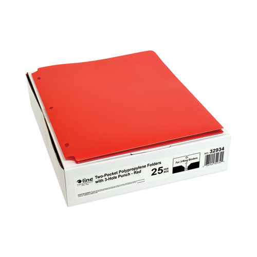 Image of C-Line® Two-Pocket Heavyweight Poly Portfolio Folder, 3-Hole Punch, 11 X 8.5, Red, 25/box