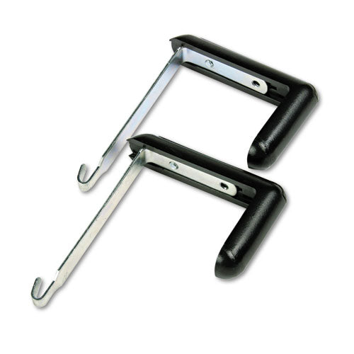 Image of Quartet® Adjustable Cubicle Hangers, For 1.5" to 3" Thick Partition Walls, Aluminum/Black, 2/Set