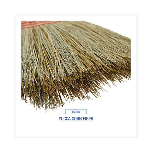 Image of Boardwalk® Parlor Broom, Yucca/corn Fiber Bristles, 56" Overall Length, Natural, 12/carton