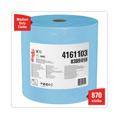 Image of WypAll® X70 Cloths, Jumbo Roll, 12.4 x 12.2, Blue, 870/Roll