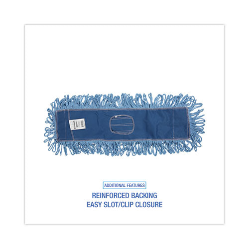 Image of Boardwalk® Mop Head, Dust, Looped-End, Cotton/synthetic Fibers, 24 X 5, Blue