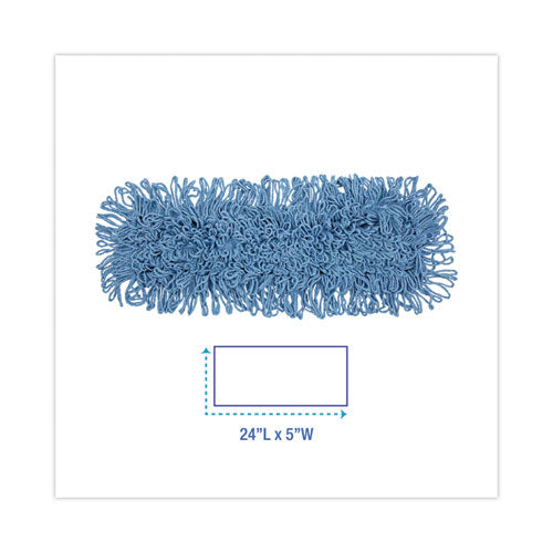 Image of Boardwalk® Mop Head, Dust, Looped-End, Cotton/synthetic Fibers, 24 X 5, Blue
