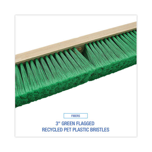 Image of Boardwalk® Floor Broom Head, 3" Green Flagged Recycled Pet Plastic Bristles, 24" Brush