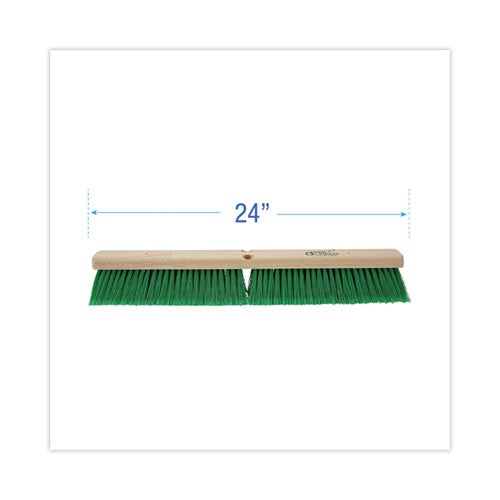 Image of Boardwalk® Floor Broom Head, 3" Green Flagged Recycled Pet Plastic Bristles, 24" Brush