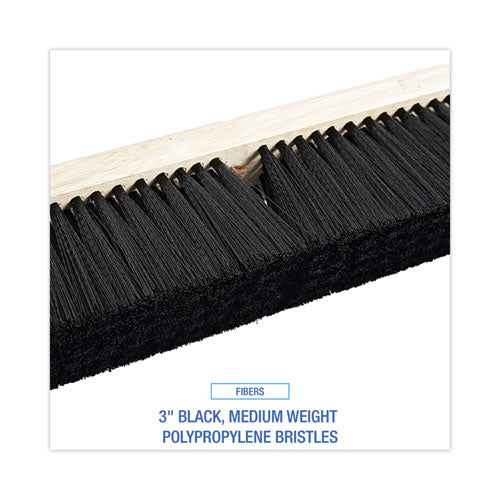 Image of Boardwalk® Floor Brush Head, 3" Black Medium Weight Polypropylene Bristles, 18" Brush