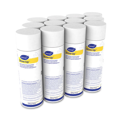 Image of Diversey Shine-Uptm/mc Multi-Surface Foaming Polish, Lemon Scent, 15 Oz Aerosol Spray, 12/carton